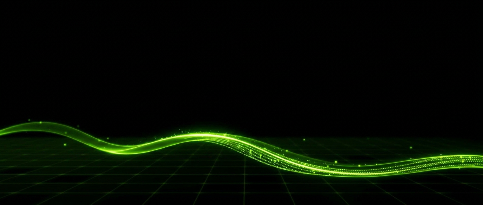 Abstract olive light trails across a dark surface